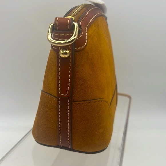 Dooney & Bourke Suede Mini Domed Crossbody Honey - Picture 4 of 15